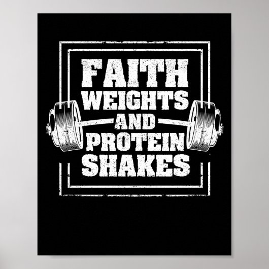 Poster Faith Weights Et Protein Shakes Drôle Fitness (Devant)