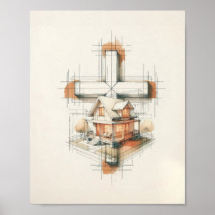 Poster FaithArtCreation 'Moi Et Ma Maison Nous Serons Le