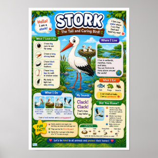 Poster Faits amusants sur la cigogne pour les enfants