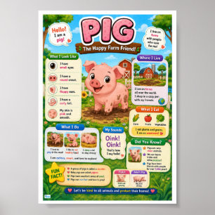 Poster Faits amusants sur le cochon pour les enfants