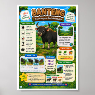 Poster Faits amusants sur les banteng pour les enfants