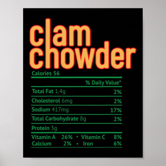 Poster Faits nutritionnels drôles de Clam Chowder pour Th (Devant)