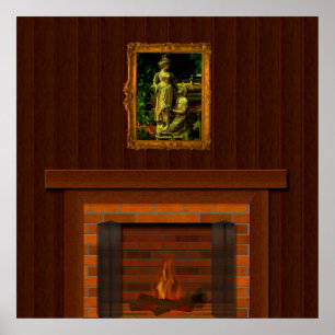 Poster Fake Fireplace Halloween Haunted House Props