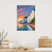 Poster Falaises blanches de Douvres – Paysage côtier embl (Cuisine)
