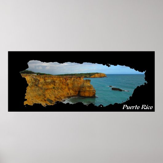 Poster Falaises de carte de l'île de Porto Rico (Devant)