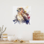 Poster Falcon Bird Portrait Animal Peinture Faune Libre (Cuisine)