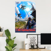 POSTER FALCON DE COMBAT F-16C (Bureau à domicile)