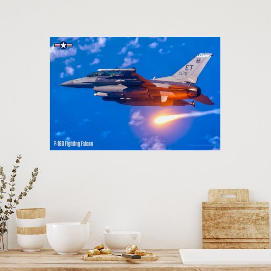POSTER FALCON DE COMBAT F-16D (Cuisine)