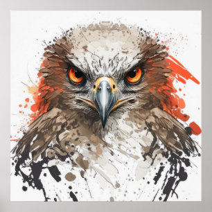Poster Falcon Portrait Animal Peinture Faune En Plein Air