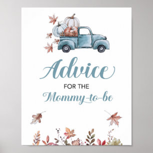 Poster Fall Advice for the Mommy Baby Shower Sign Blue