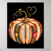 Poster Fall Book Pumpkin Fall Librarians Bookworm Teacher (Devant)