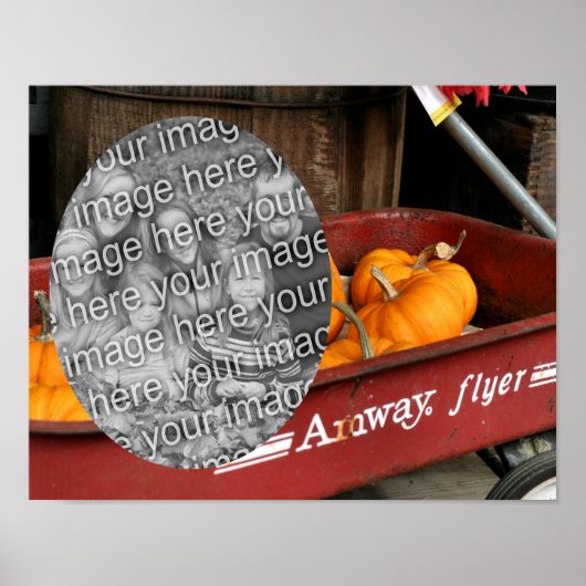 Poster Fall Citrouille Red Wagon Ajouter Votre Photo (Devant)