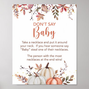 Poster Fall Don't Say Baby Necklace Shower Game Sign