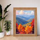 Poster Fall Foliage | Watercolor Mountain Landscape