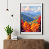 Poster Fall Foliage | Watercolor Mountain Landscape