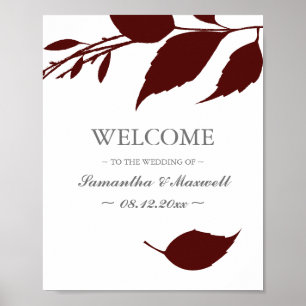 Poster Fall Folift Bourgogne Mariage Feuille Bienvenue