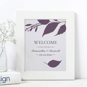 Poster Fall Folium Plum Purple Feuille Mariage Bienvenue