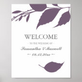 Poster Fall Folium Plum Purple Feuille Mariage Bienvenue (Devant)