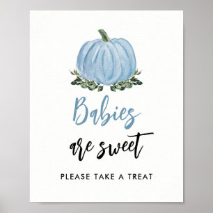 Poster Fall Greenery Blue Pumpkin Babies Are Sweet Treat 