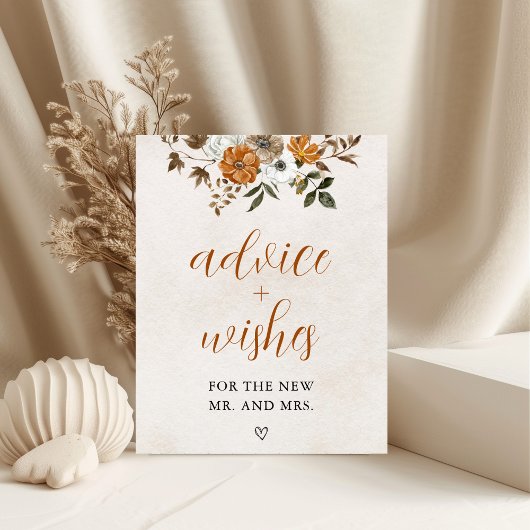 Poster Fall in Love | Advice & Wishes Bridal Shower Sign