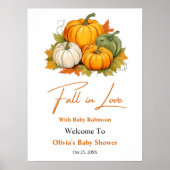 Poster Fall in Love Pumpkin Baby Shower Welcome  (Devant)