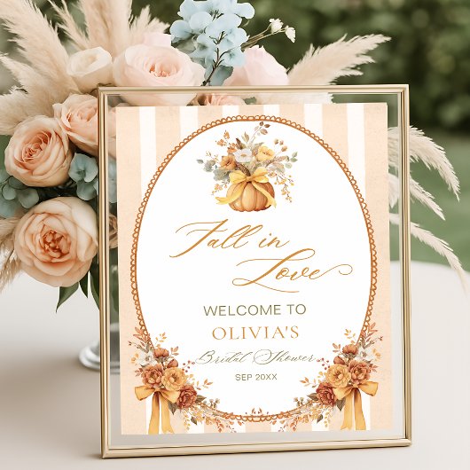 Poster Fall in Love Pumpkin Bridal Shower Welcome