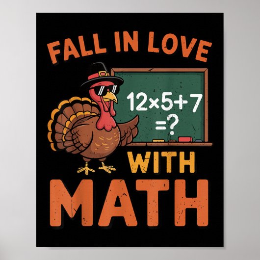 Poster Fall In Love With Math 67 Turkey Math Teacher Than (Devant)