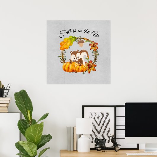 Poster Fall is in the Air Typography with Squirrel (Bureau à domicile)