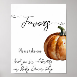 Poster Fall Little Citrouille Baby shower Faveurs