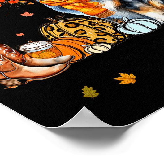 Poster Fall Maple Tree Print Dog Lover Happy Thanksgiving (Coin)