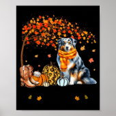 Poster Fall Maple Tree Print Dog Lover Happy Thanksgiving (Devant)