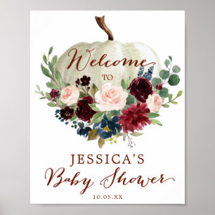 Poster Fall Pumpkin Baby Shower Welcome Sign