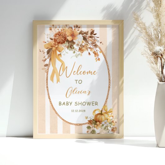 Poster Fall Pumpkin Floral Baby Shower Welcome