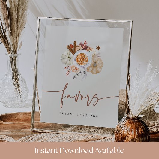 Poster Fall Pumpkin Spice Baby Shower Favors Sign