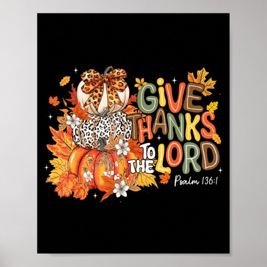 Poster Fall Pumpkin Thanksgiving Christian Give Thanks To (Devant)