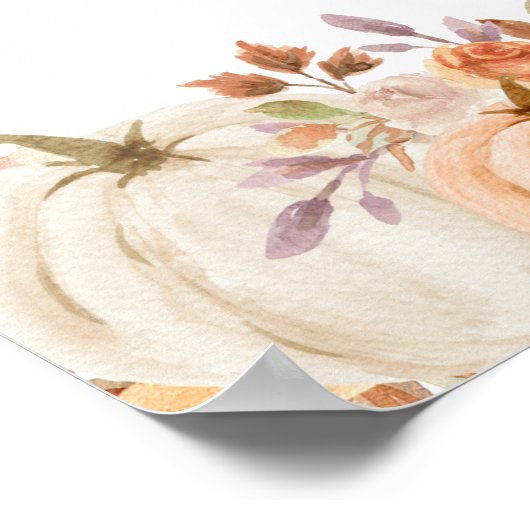 Poster Fall Rustic Boho Citrouille Onedert Numéro de tabl (Coin)