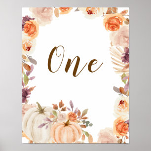 Poster Fall Rustic Boho Citrouille Onedert Numéro de tabl