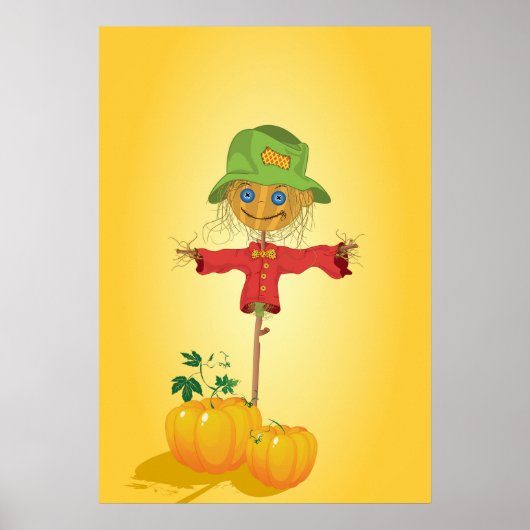Poster Fall Scarecrow and Pumpkins Autumn Harvest (Devant)