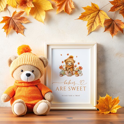 Poster Fall Teddy Bear Baby are Sweet Take a Treat