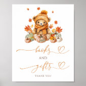 Poster Fall Teddy Bear et des livres et cadeaux Citrouill (Devant)