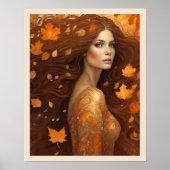Poster Fall Wind Wind Wine Wine in Orange Feuille Art Nue (Devant)