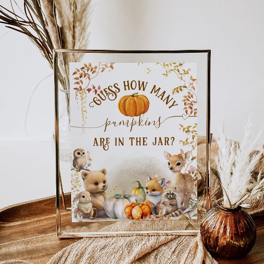Poster Fall Woodland Little Citrouille jeu de Baby shower