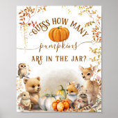 Poster Fall Woodland Little Citrouille jeu de Baby shower (Devant)
