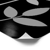 Poster Fallen Feuille Design Gris Blanc Noir (Coin)