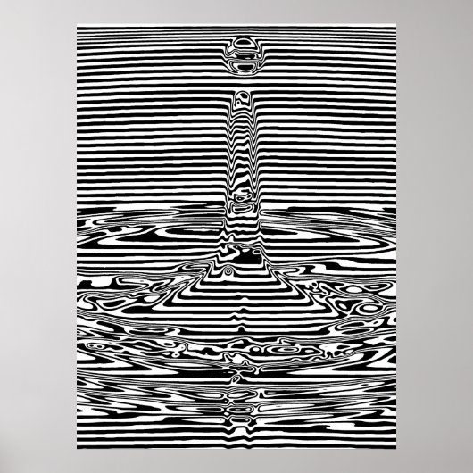 Poster Falling Water Droplets in Ocean OP Art (Devant)