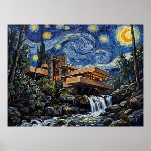 Poster Fallingwater Nuit étoilée (Devant)