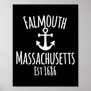 Poster Falmouth nautique voile côtière bateau rustique A