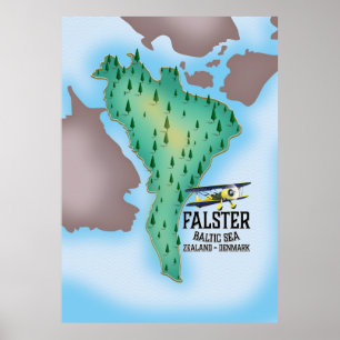 Poster Falster Island Denmark travel poster.
