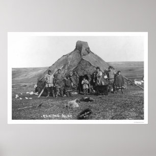 Poster Famille 1906 d'igloo et d'Esquimau