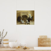 Poster Famille assise autour d'un foyer (Cuisine)
